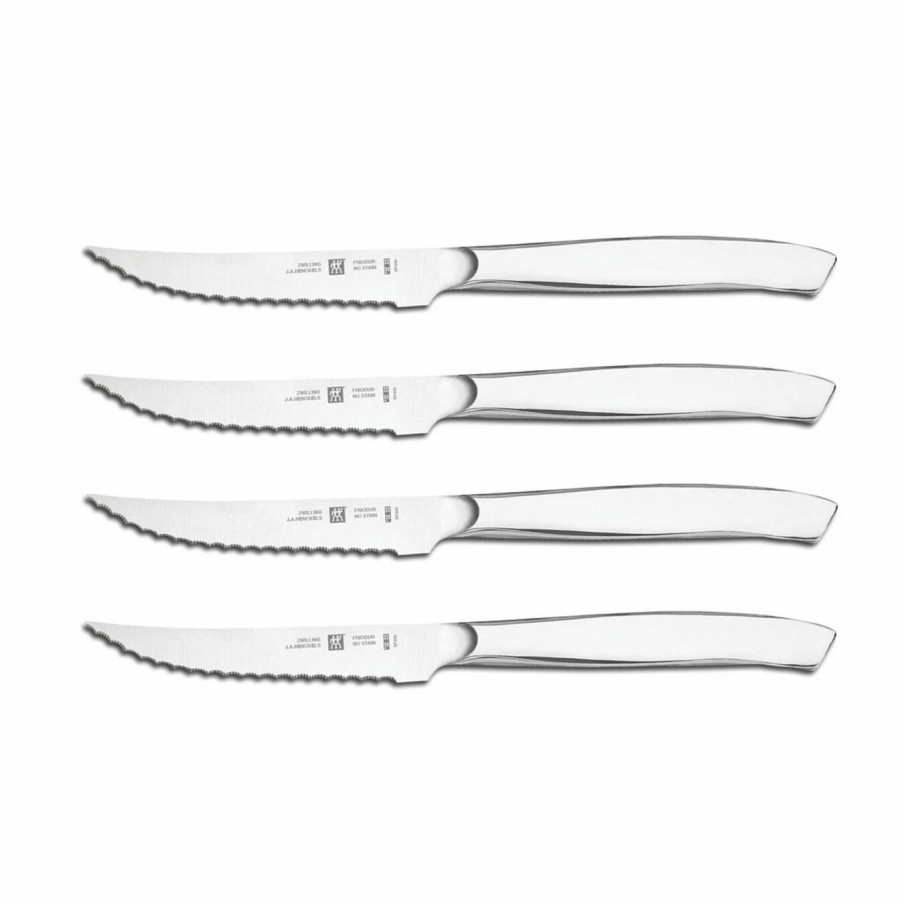 Knives * | Best Pirce Zwilling Steak Sets 4-Pc, Stainless Steel Serrated Mignon Steak Knife Set