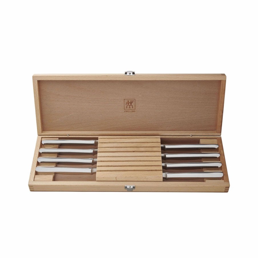 Knives * | Cheapest Zwilling Steak Sets 8-Pc, Stainless Steel Serrated Steak Knife Set With Wood Presentation Case